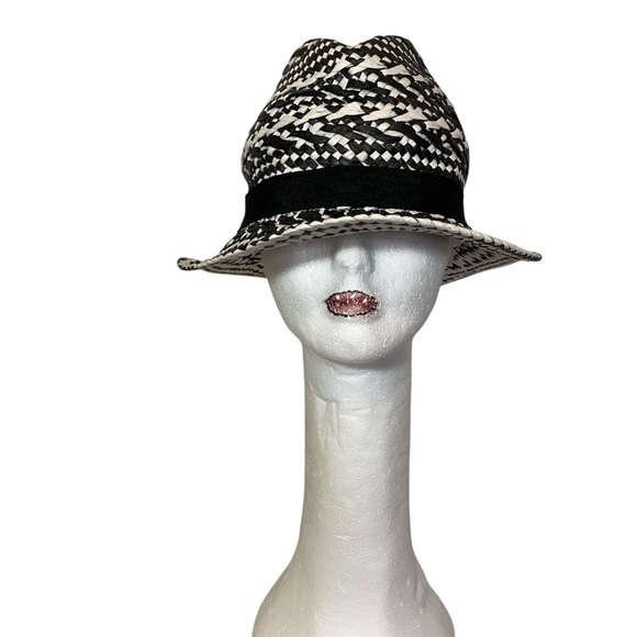 Accessories - Black and White Woman's Woven Cowgirl Hat